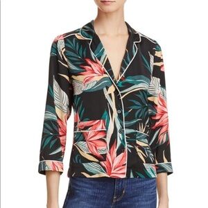 Rebecca Minkoff Botanical Print Button Up PJ inspired Blouse Sz Small